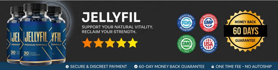 Jellyfil Supplement banner with quality certifications